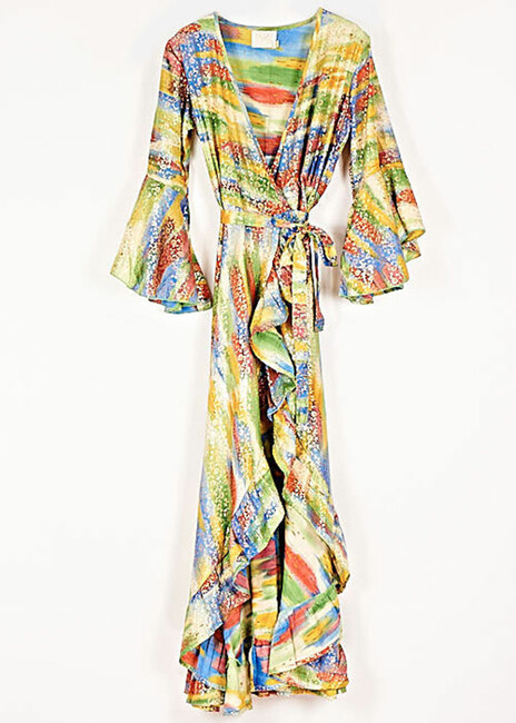 dress-maxi-with-frill-metalic-print-cuca.gr