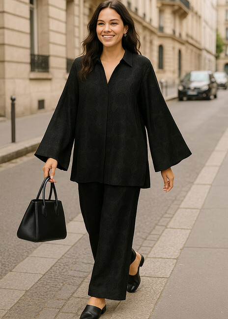 set-organtza-kentimeni-oversized-pantelona-me-makria-toynik-mayro-cuca.gr